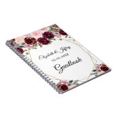 Floral Burgundy Gold Glitter Geometric Wedding Notitieboek (Rechterzijde)