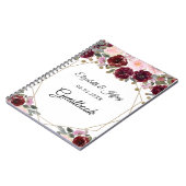 Floral Burgundy Gold Glitter Geometric Wedding Notitieboek (Linkerzijde)
