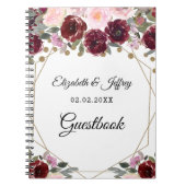 Floral Burgundy Gold Glitter Geometric Wedding Notitieboek (Voorkant)