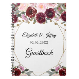 Floral Burgundy Gold Glitter Geometric Wedding Notitieboek