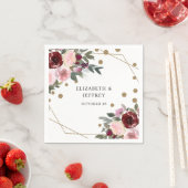 Floral Burgundy Gold Glitter Geometric Wedding Servet (Insitu)
