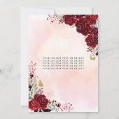 Floral Burgundy Gold Princess Birthday Quinceanera Kaart (Achterkant)