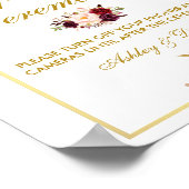 Floral Burgundy Gold Wedding Ceremonie zonder stop Poster (Hoek)
