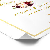 Floral Burgundy Gold Wedding Custom Poster (Hoek)