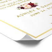 Floral Burgundy Gold Wedding Favors Poster (Hoek)