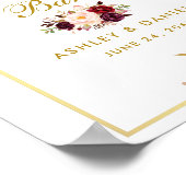 Floral Burgundy Gold Wedding Hot Chocolate Bar Poster (Hoek)