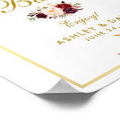 Floral Burgundy Gold Wedding Mimosa Bar Poster (Hoek)