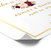 Floral Burgundy Gold Wedding Treat Poster (Hoek)