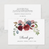Floral Burgundy Greenery Eucalyptus Wedding Bedankkaart (Voorkant / Achterkant)