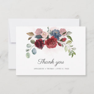 Floral Burgundy Greenery Eucalyptus Wedding Bedankkaart