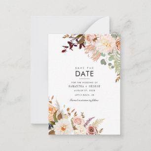 Floral Burgundy Greenery Minimalist Save the Date Notitiekaartje