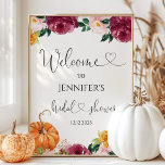 Floral burgundy herfst vrijgezellenfeest welkomstb poster<br><div class="desc">Floral burgundy herfst vrijgezellenfeest welkomstteken. Herfst in de liefde voor vrijgezellenfeest. Overeenkomende objecten beschikbaar.</div>