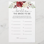 Floral burgundy Hoe oud was de bruid om mee te spe (Voorkant)