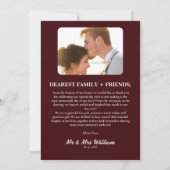 Floral Burgundy & Ivory Rustic Photo Wedding Bedankkaart (Achterkant)