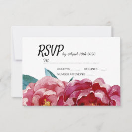 Floral Burgundy Marsala Peony RSVP-kaarten RSVP Kaartje