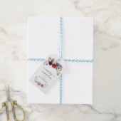 Floral Burgundy Merry Kerstmis Modern Cadeaulabel (Met Touw)