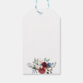 Floral Burgundy Merry Kerstmis Modern Cadeaulabel (Achterkant)