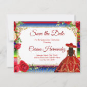Floral Burgundy Mexican Save the Date Kaart (Voorkant)