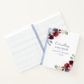Floral Burgundy Modern Fall Wedding Guest Book Notitieboek (Binnen)