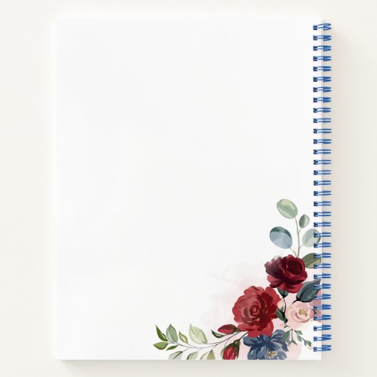 Floral Burgundy Modern Fall Wedding Guest Book Notitieboek (Achterkant)