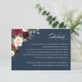 Floral Burgundy Navy Elegant Blush-kaart Kaart (Staand voorkant)