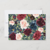 Floral Burgundy Navy Elegant Blush-kaart Kaart (Achterkant)