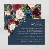Floral Burgundy Navy Elegant Blush-kaart Kaart (Voorkant / Achterkant)