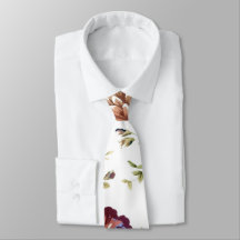 Floral-Burgundy Necktie |Trendy Floral Wedding Str