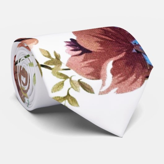 Floral-Burgundy Necktie |Trendy Floral Wedding Str Stropdas (Opgerold)