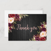 Floral Burgundy Peony Hartelijk dank Bedankkaart (Voorkant / Achterkant)