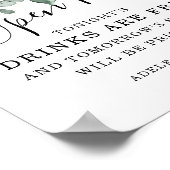 Floral Burgundy Pink Blush Bouquet Open Bar Sign Poster (Hoek)