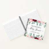 Floral Burgundy Pink Elegant Baby shower Guestbook Notitieboek (Binnen)