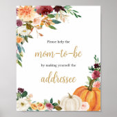 Floral Burgundy Pumpkin Envelope Station Poster (Voorkant)