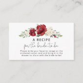 Floral Burgundy Recipe voor de bruid Informatiekaartje (Voorkant)