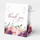 Floral Burgundy Red Blush Plum Waterverf Weddensch Bedankdoosjes (Achterkant)