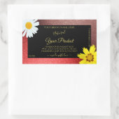 Floral Burgundy Red Glitter Black Product Labels (Tas)