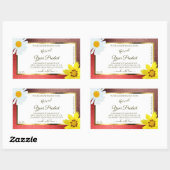 Floral Burgundy Red Glitter White Product Labels (Vel)