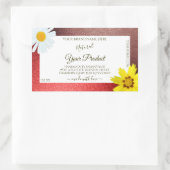 Floral Burgundy Red Glitter White Product Labels (Tas)