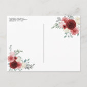 Floral Burgundy Red Princess Birthday Quinceanera Briefkaart (Achterkant)