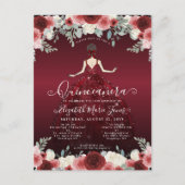 Floral Burgundy Red Princess Birthday Quinceanera Briefkaart (Voorkant)