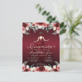 Floral Burgundy Red Princess Birthday Quinceanera Briefkaart (Staand voorkant)