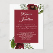 Floral Burgundy Red Wedding Uitnodiging Briefkaart (Voorkant)