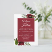 Floral Burgundy Red Wedding Uitnodiging Briefkaart (Staand voorkant)