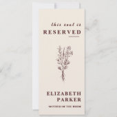 Floral Burgundy Reserved Seating Wedding Tag Kaart (Voorkant)