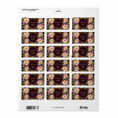 Floral Burgundy Return-adres Etiket (Full Sheet)