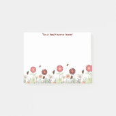 Floral burgundy schilderde monogram post-it® notes (Voorkant)