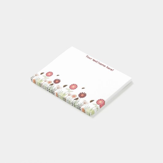 Floral burgundy schilderde monogram post-it® notes (Schuin)