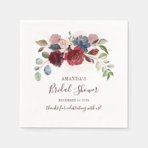 Floral Burgundy Script-Vrijgezellenfeest Servet