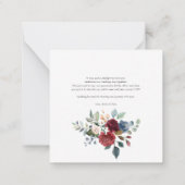 Floral Burgundy Script Weduwschap Bedankt Notitiekaartje (Achterkant)