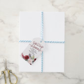 Floral Burgundy Sip Sip Hooray Vrijgezellenfeest Cadeaulabel (Met Touw)
